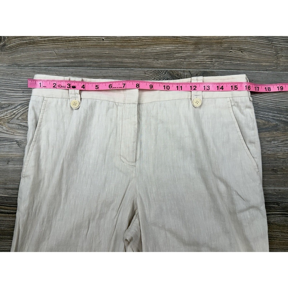 BCBG Maxazria Trouser Pants Beige Linen Blend Wide Leg Size 8 Coastal Preppy - Picture 6 of 13